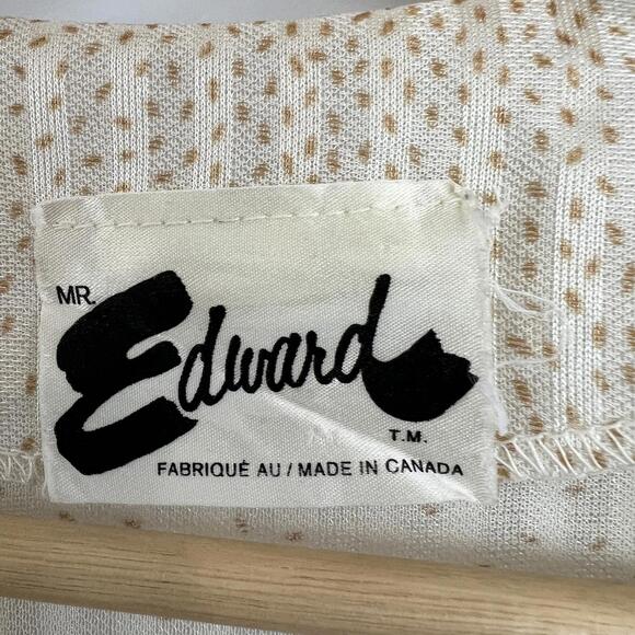 Vintage Mr. Edward S / M Cream Cottagecore Midi Dress Plunge V Neck Pleated Purp - Picture 7 of 10